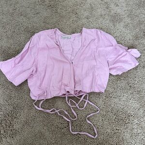 Abercrombie & Fitch Light Pink Cropped Tie-Front Top